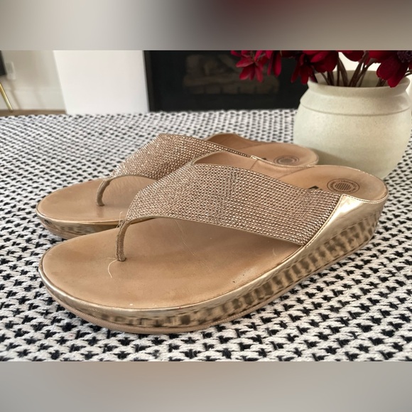 Fitflop Twiss Crystal Sandals Beige Gold - Picture 3 of 7
